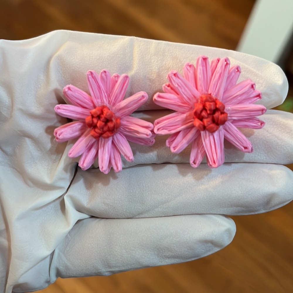Raffia Flower Earrings